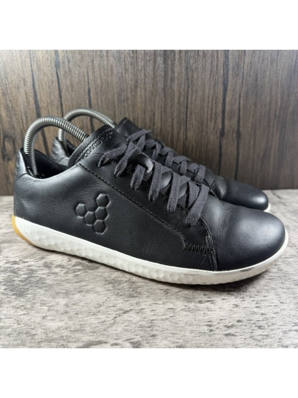 Womens VivoBarefoot Geo Court III Shoes Size 38 Used Black Leather VGC
